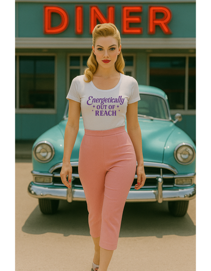 Energetically Out of Reach Unisex T-Shirt – Retro Vintage Graphic Tee, Spiritual Pin Up Shirt, Aesthetic Cosmic Vibes Top - Madame Soulière