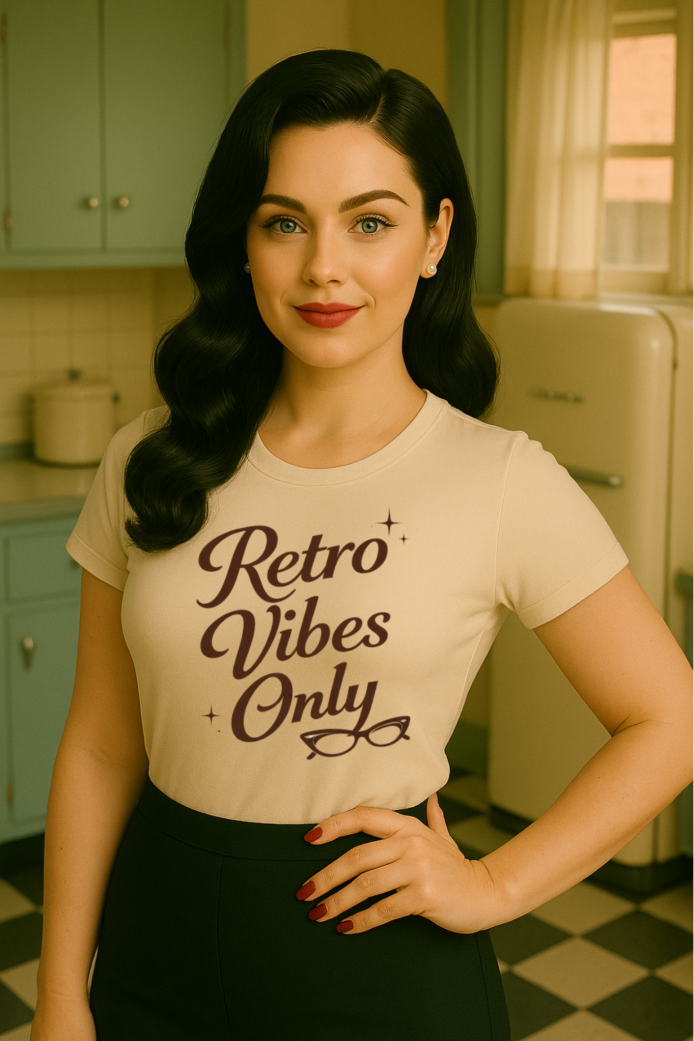 Retro Vibes Only Graphic T-Shirt – Vintage 1950s Aesthetic Unisex Tee