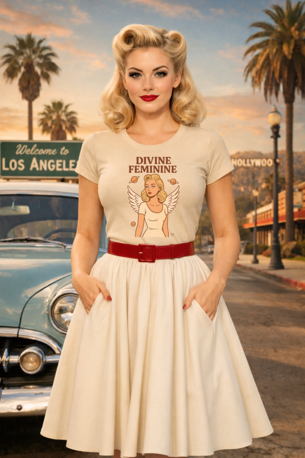 Divine Feminine Graphic T-Shirt – Vintage 50s Pin-Up Unisex Tee
