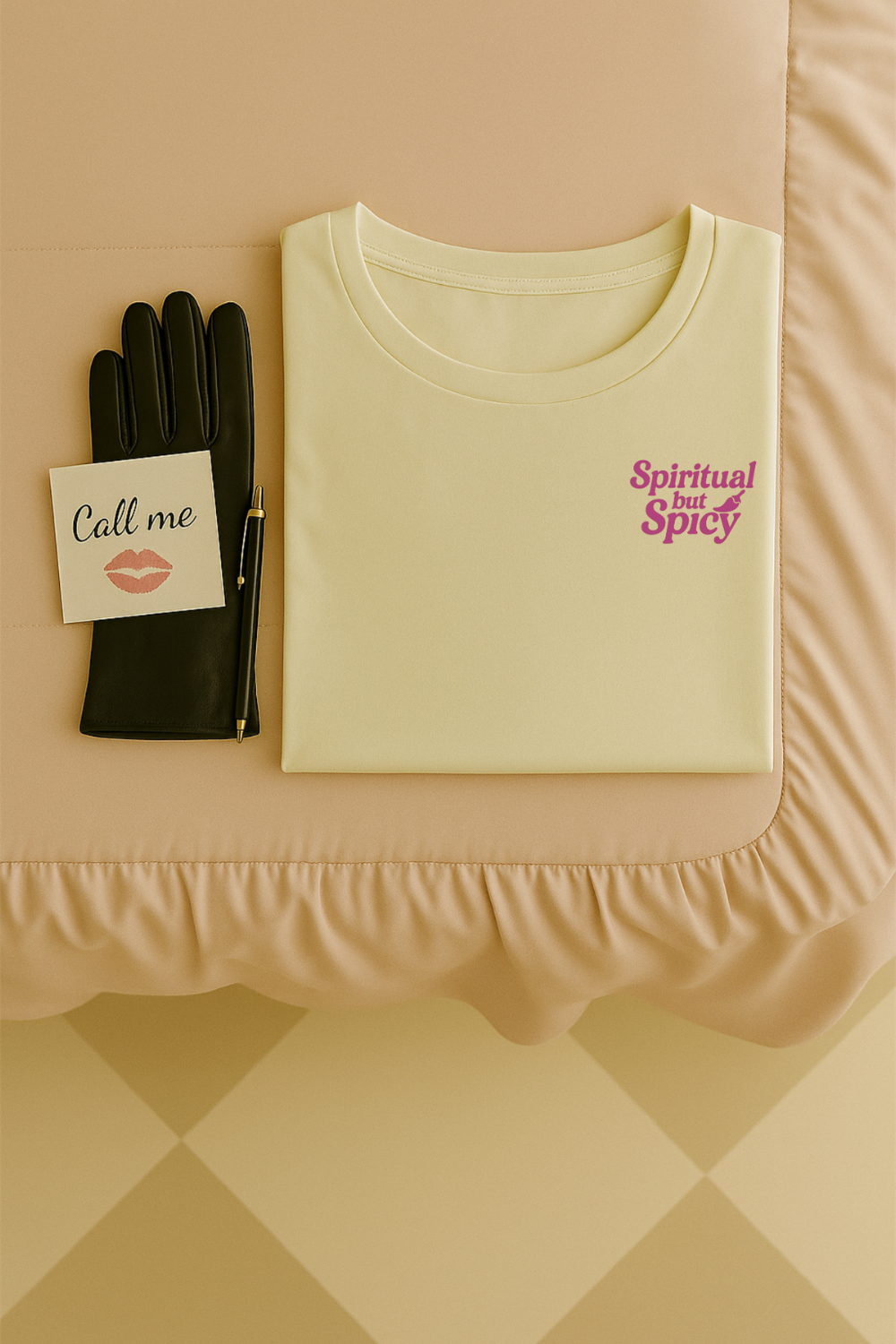 Soft but Spicy – Retro Divine Feminine Mini Print T-Shirt