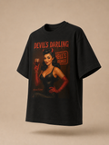 Devil’s Darling – Retro Pin-Up Devil Long Boxy T-Shirt