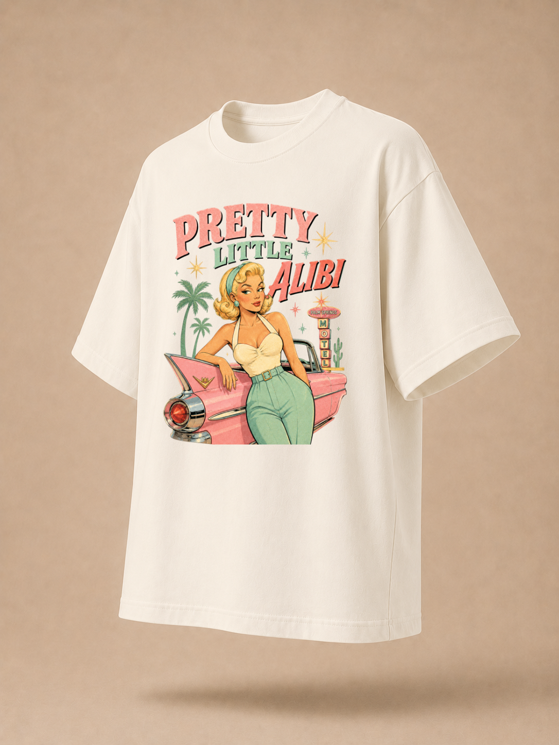 Pretty Little Alibi - Retro Pin Up Long Boxy T-Shirt