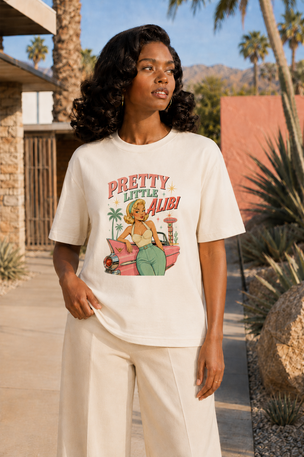 Pretty Little Alibi - Retro Pin Up Long Boxy T-Shirt