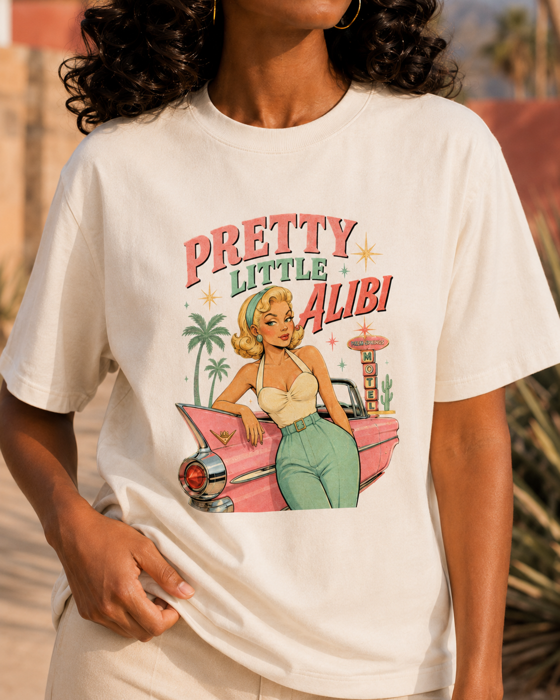 Pretty Little Alibi - Retro Pin Up Long Boxy T-Shirt