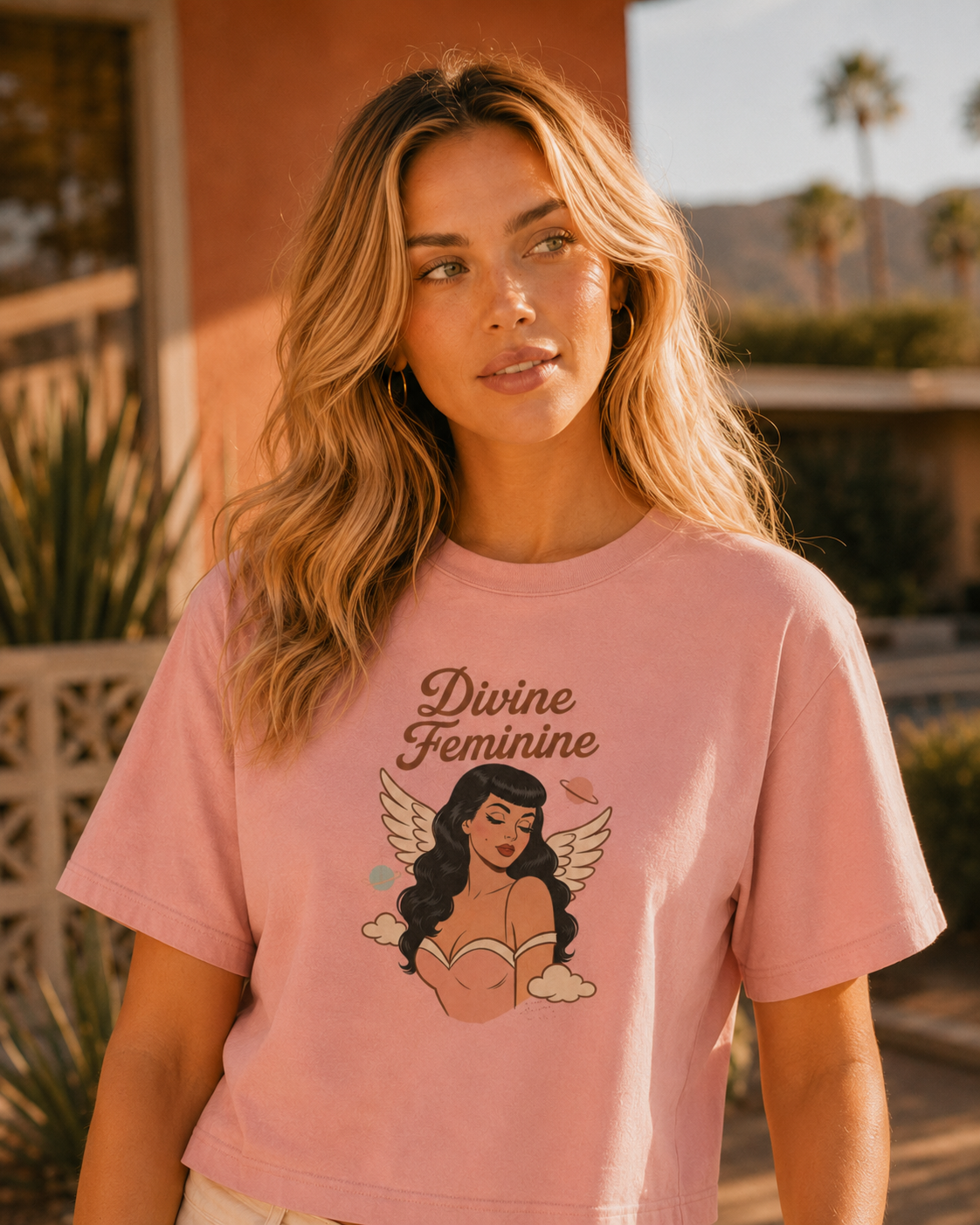 Divine Feminine - Retro Pin Up Celestial Graphic Boxy T-Shirt