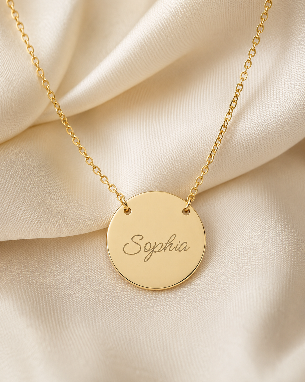 Personalized Engraved Circle Necklace - Custom Name Disc Pendant