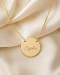 Personalized Engraved Circle Necklace - Custom Name Disc Pendant