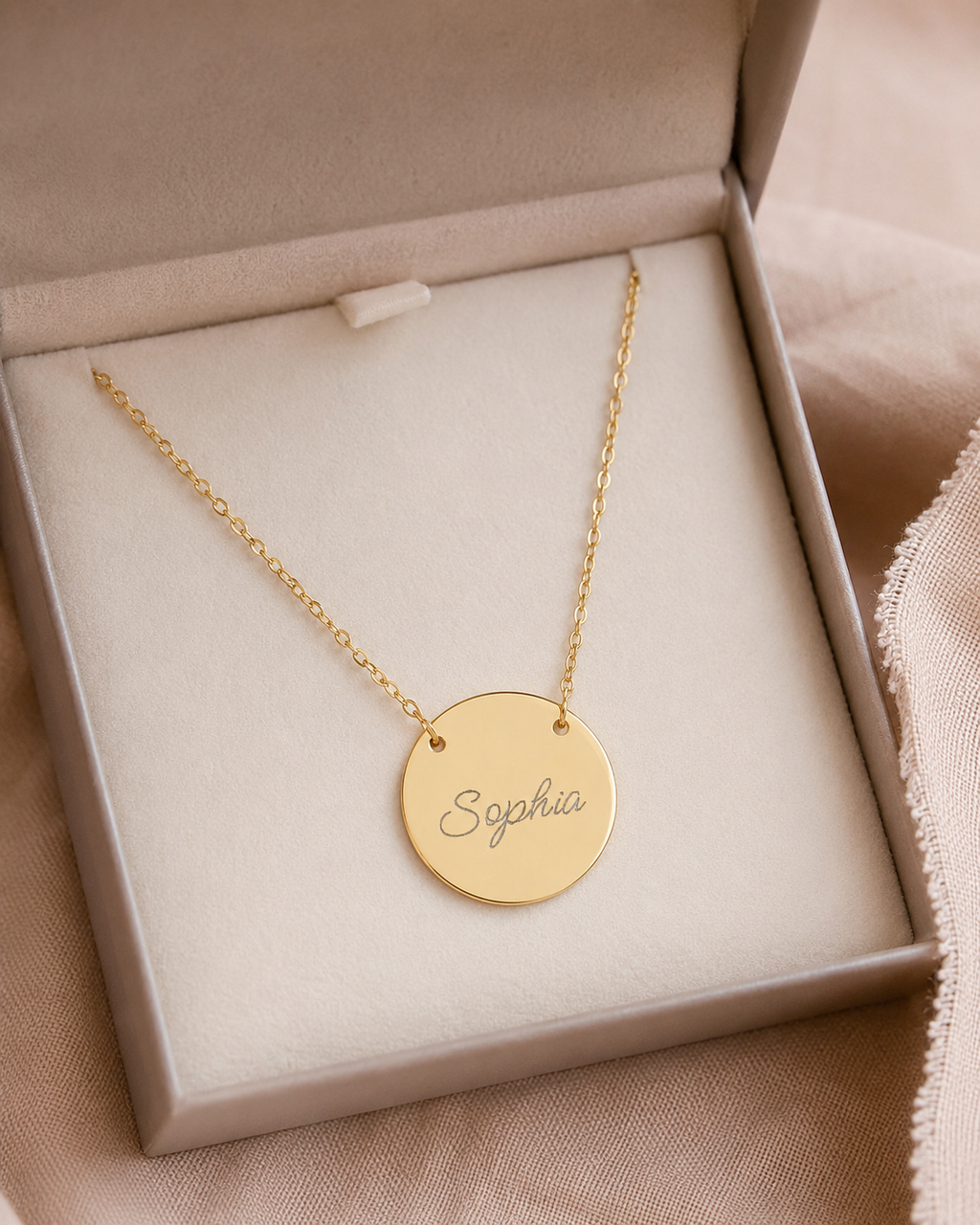 Personalized Engraved Circle Necklace - Custom Name Disc Pendant