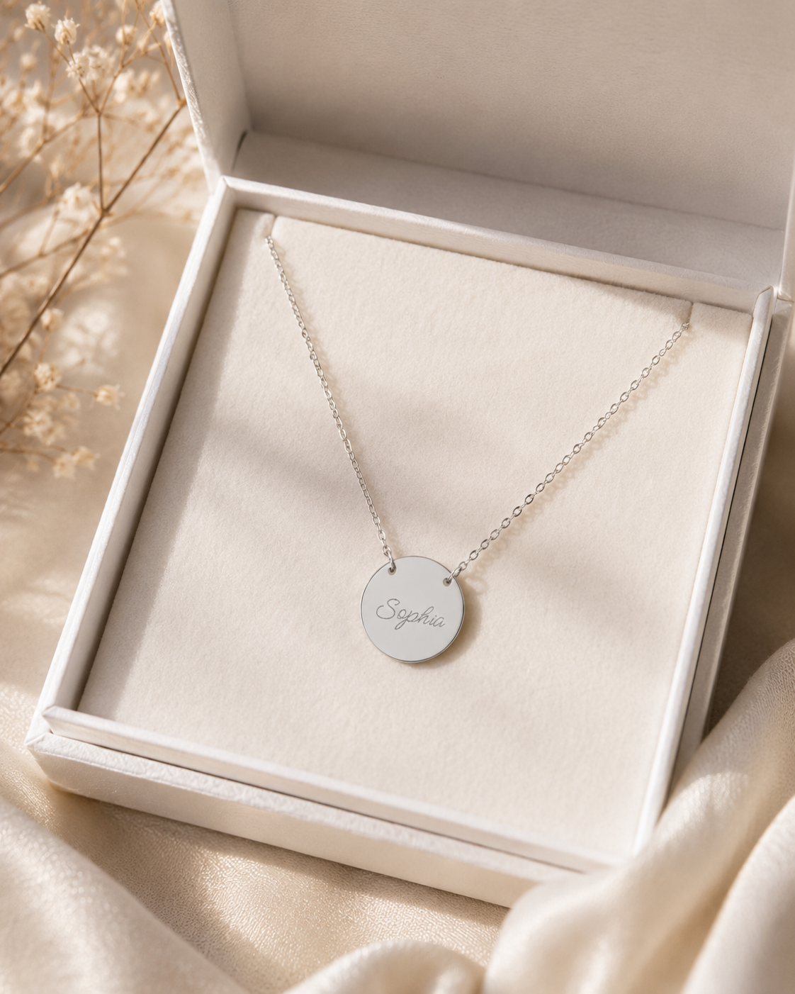 Personalized Engraved Circle Necklace - Custom Name Disc Pendant