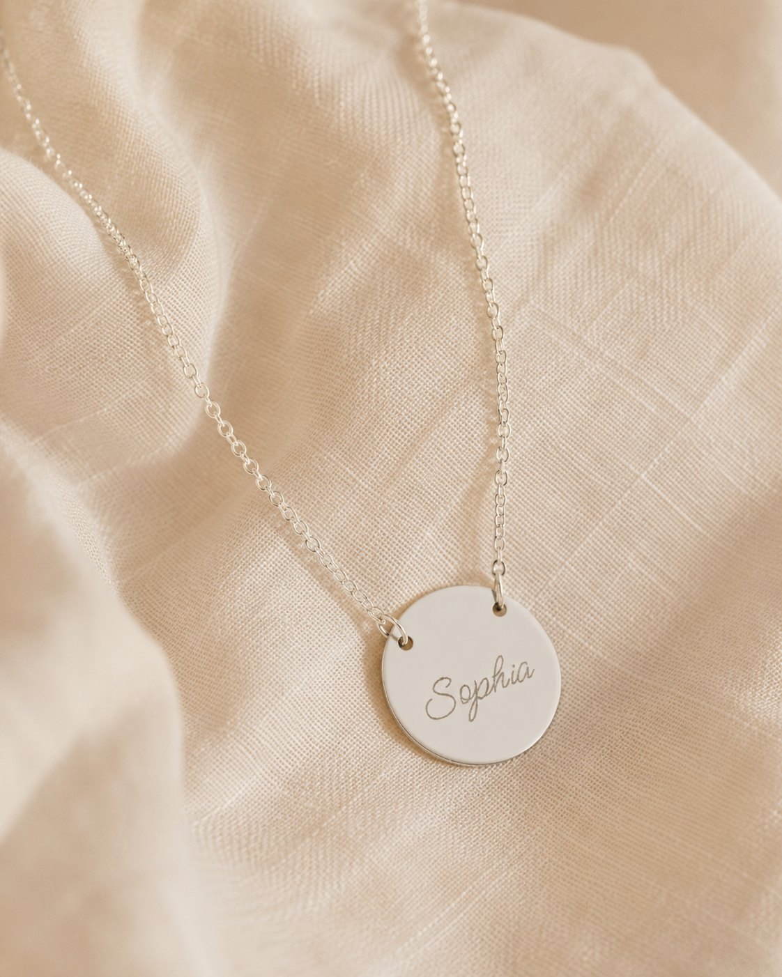 Personalized Engraved Circle Necklace - Custom Name Disc Pendant