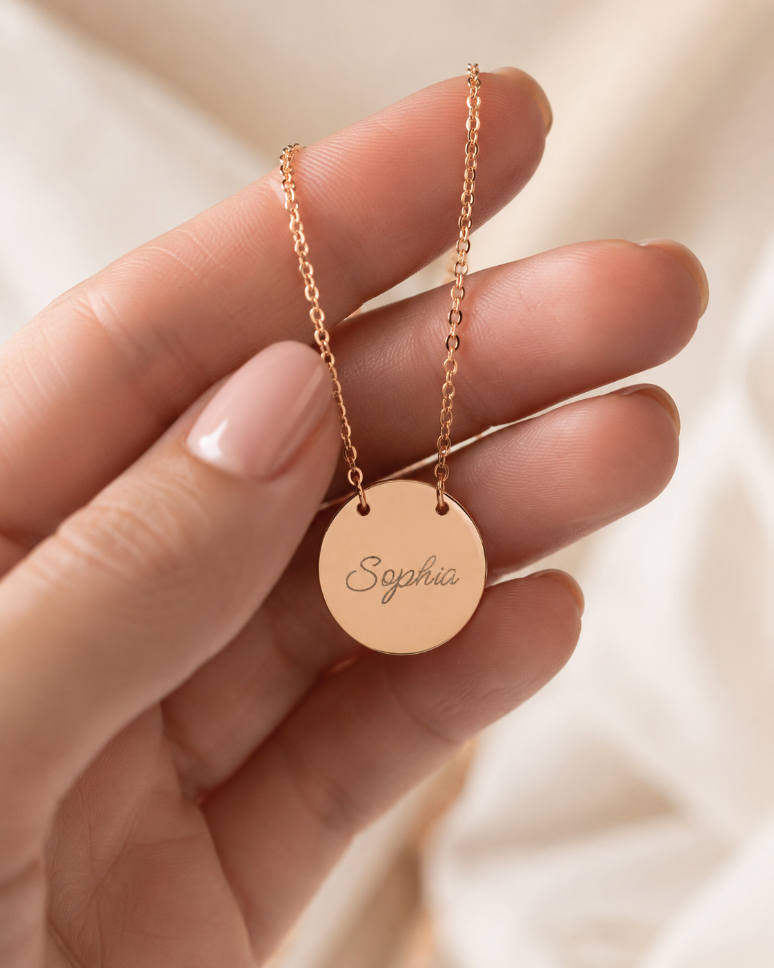 Personalized Engraved Circle Necklace - Custom Name Disc Pendant