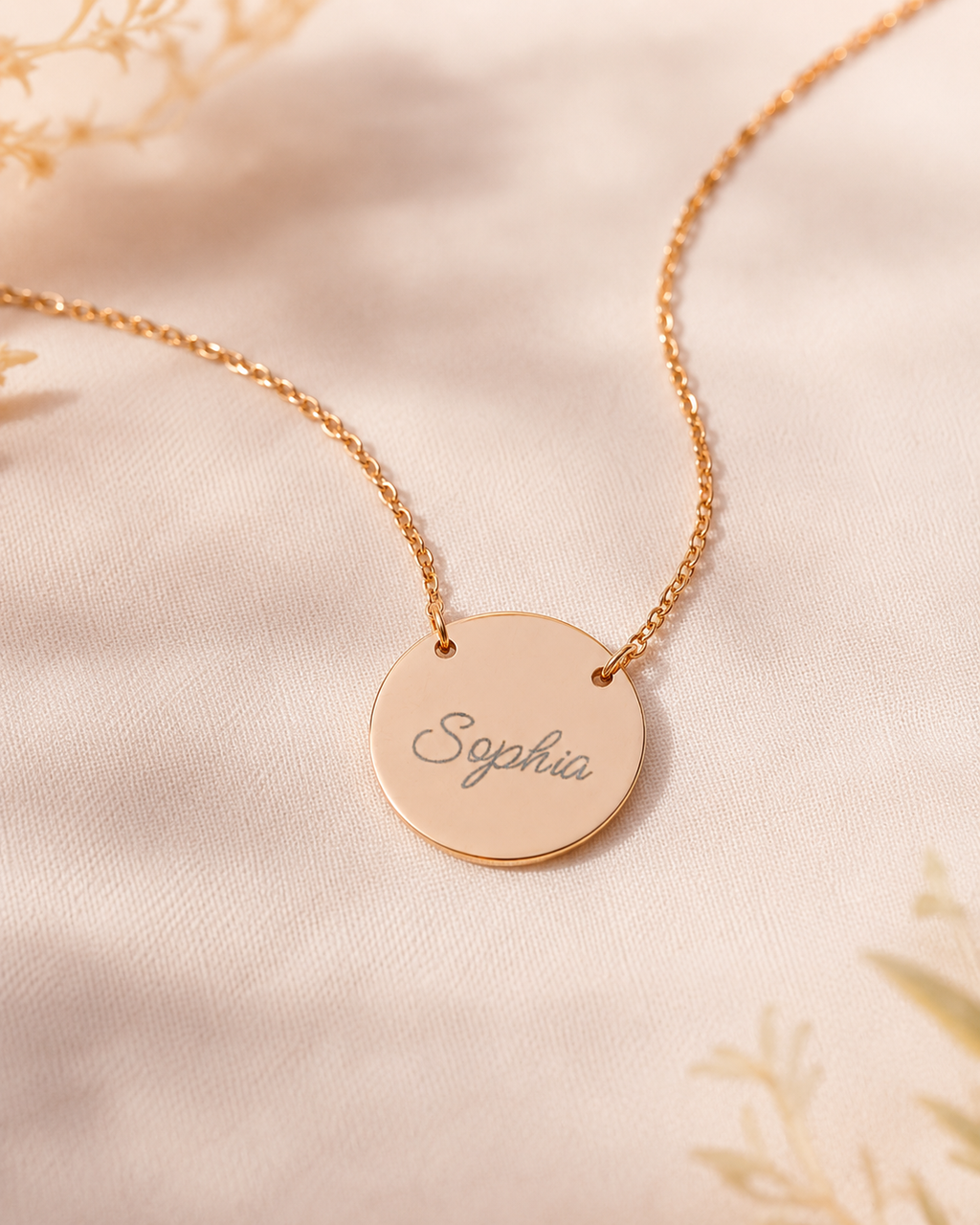 Personalized Engraved Circle Necklace - Custom Name Disc Pendant