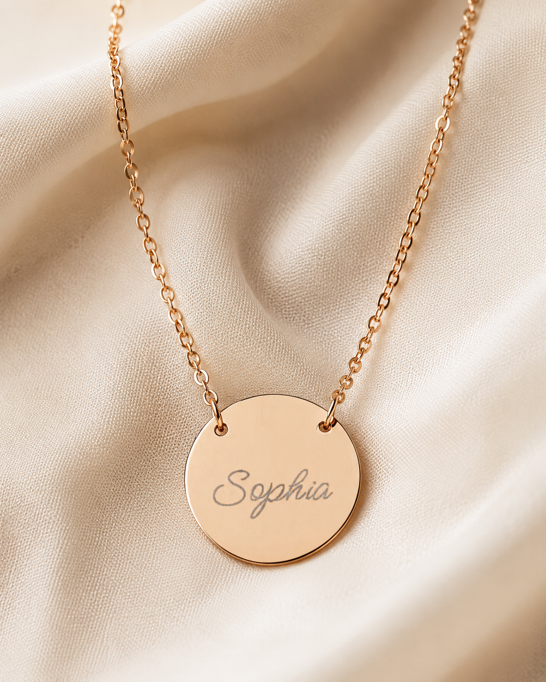 Personalized Engraved Circle Necklace - Custom Name Disc Pendant