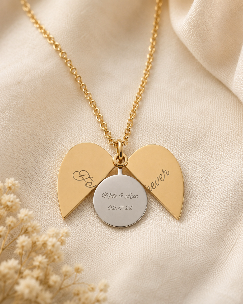 Hidden Message Heart Necklace - Engraved Secret Message Pendant