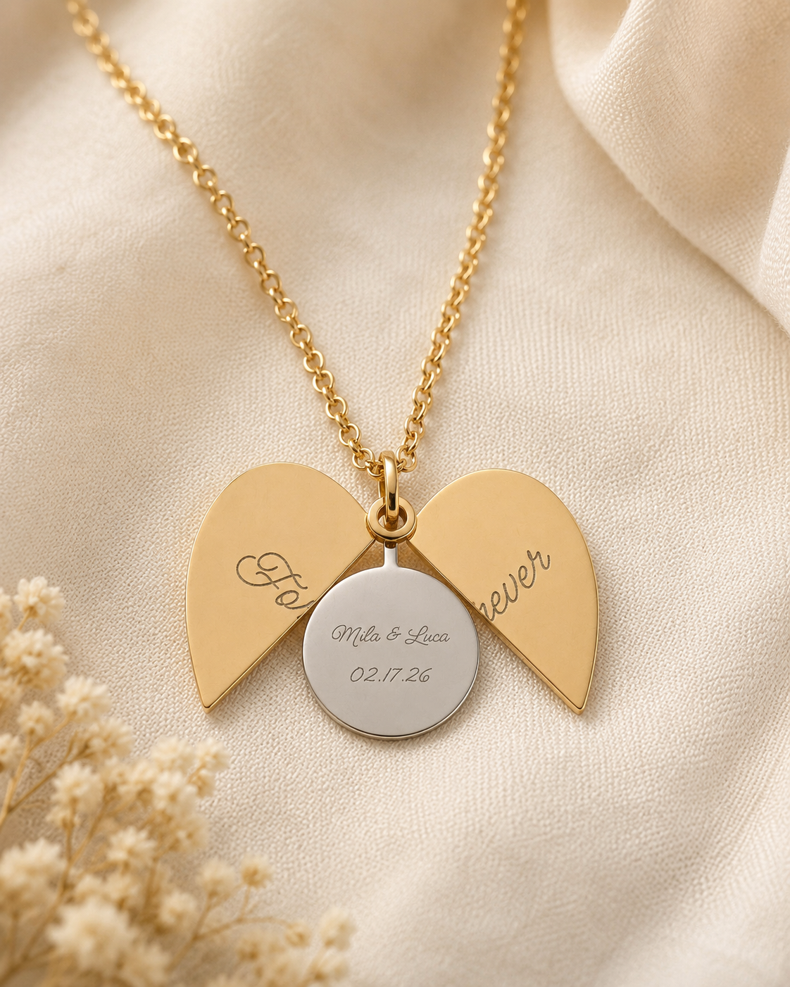 Hidden Message Heart Necklace - Engraved Secret Message Pendant