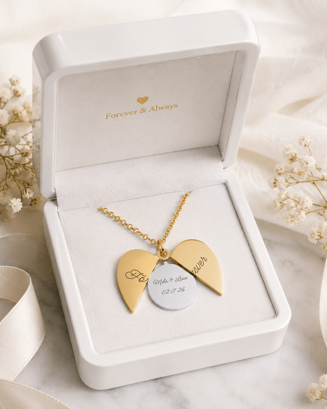 Hidden Message Heart Necklace - Engraved Secret Message Pendant