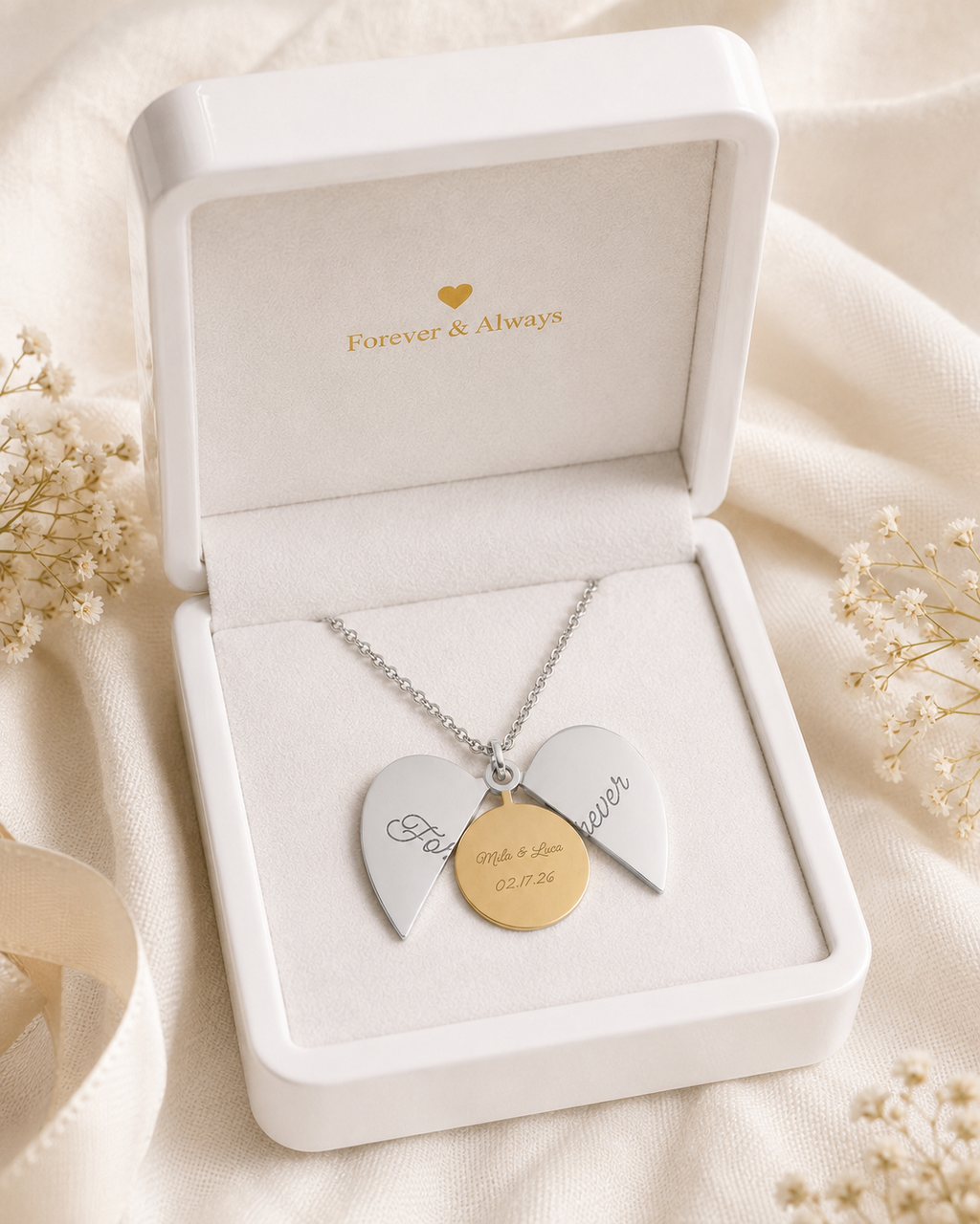 Hidden Message Heart Necklace - Engraved Secret Message Pendant