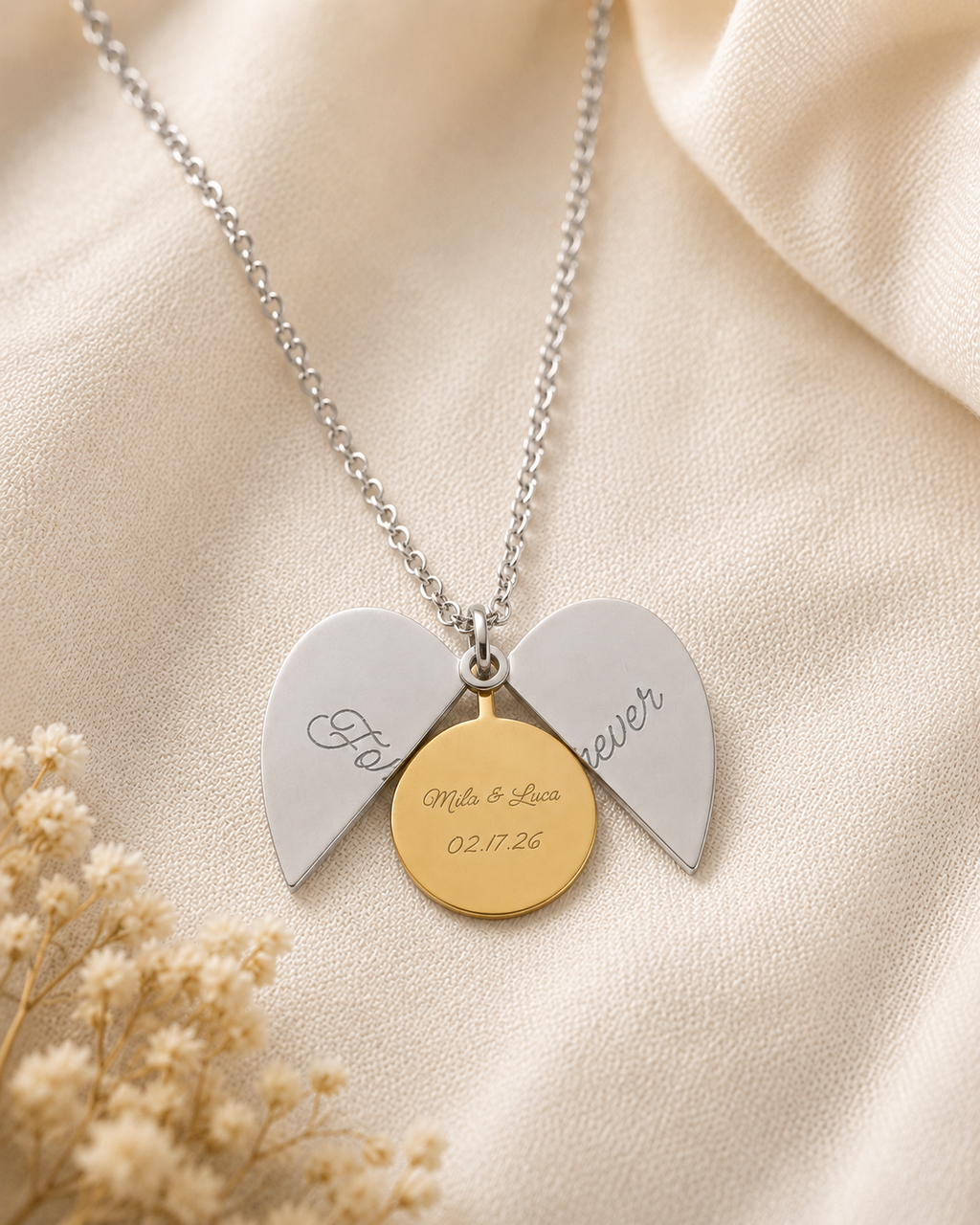Hidden Message Heart Necklace - Engraved Secret Message Pendant