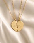 Personalized Split Heart Necklace Set - Matching Engraved Jewelry for Two