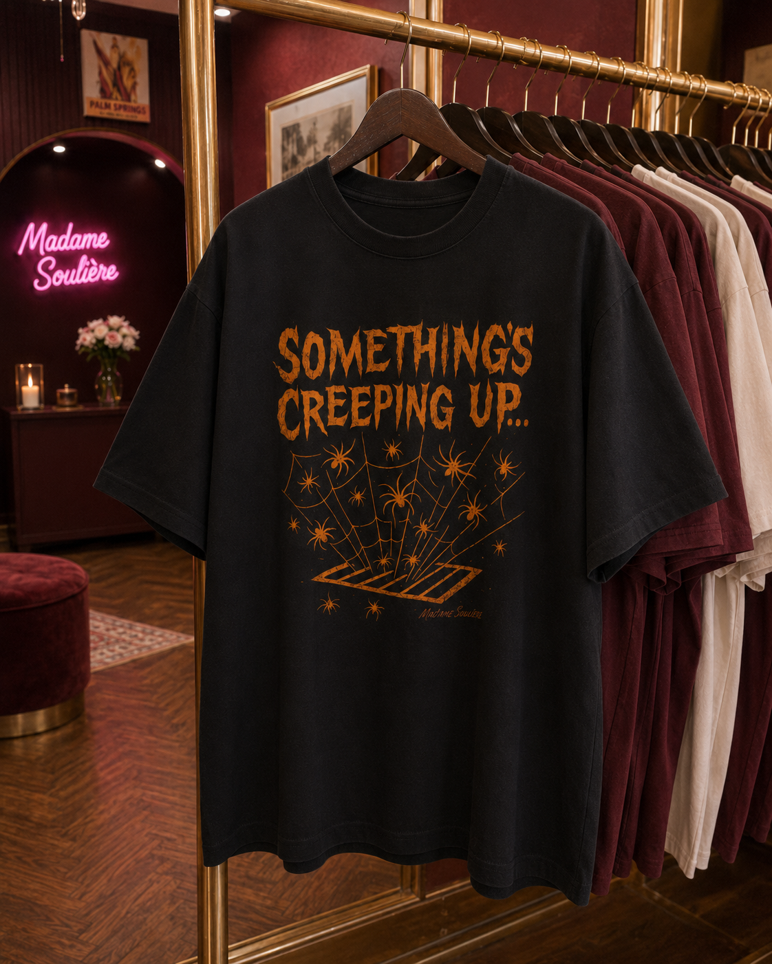 Something’s Creeping Up… – Vintage Horror Long Boxy T-Shirt