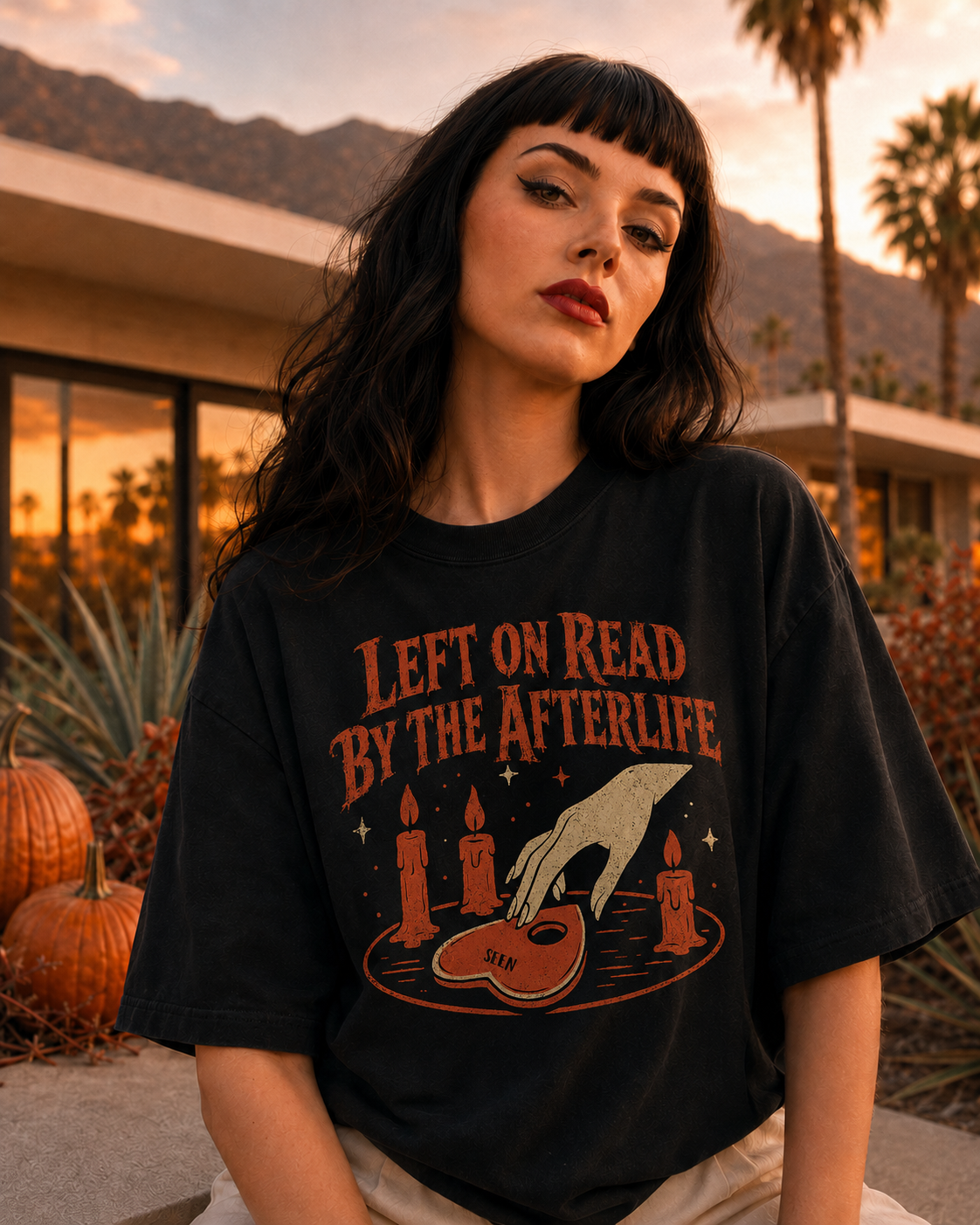Left on Read by the Afterlife – Vintage Halloween Long Boxy T-Shirt