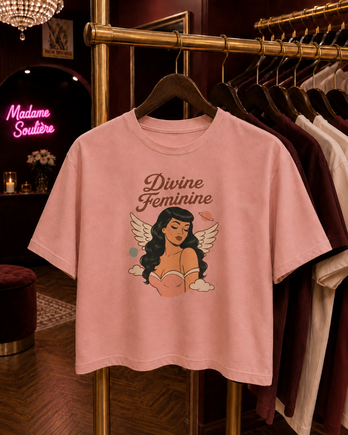 Divine Feminine - Retro Pin Up Celestial Graphic Boxy T-Shirt