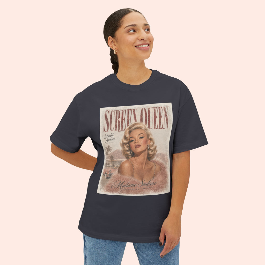 Screen Queen Long Boxy Shirt – Vintage 1950s Palm Springs Graphic Tee