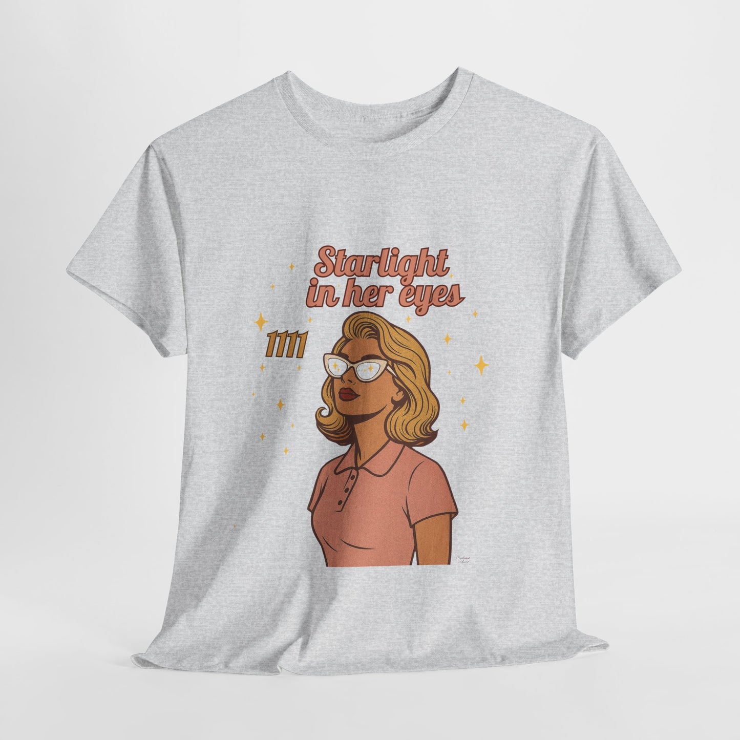 Starlight in Her Eyes – 1111 Angel Number Retro T-Shirt | Unisex Spiritual Vintage Tee - Madame Soulière