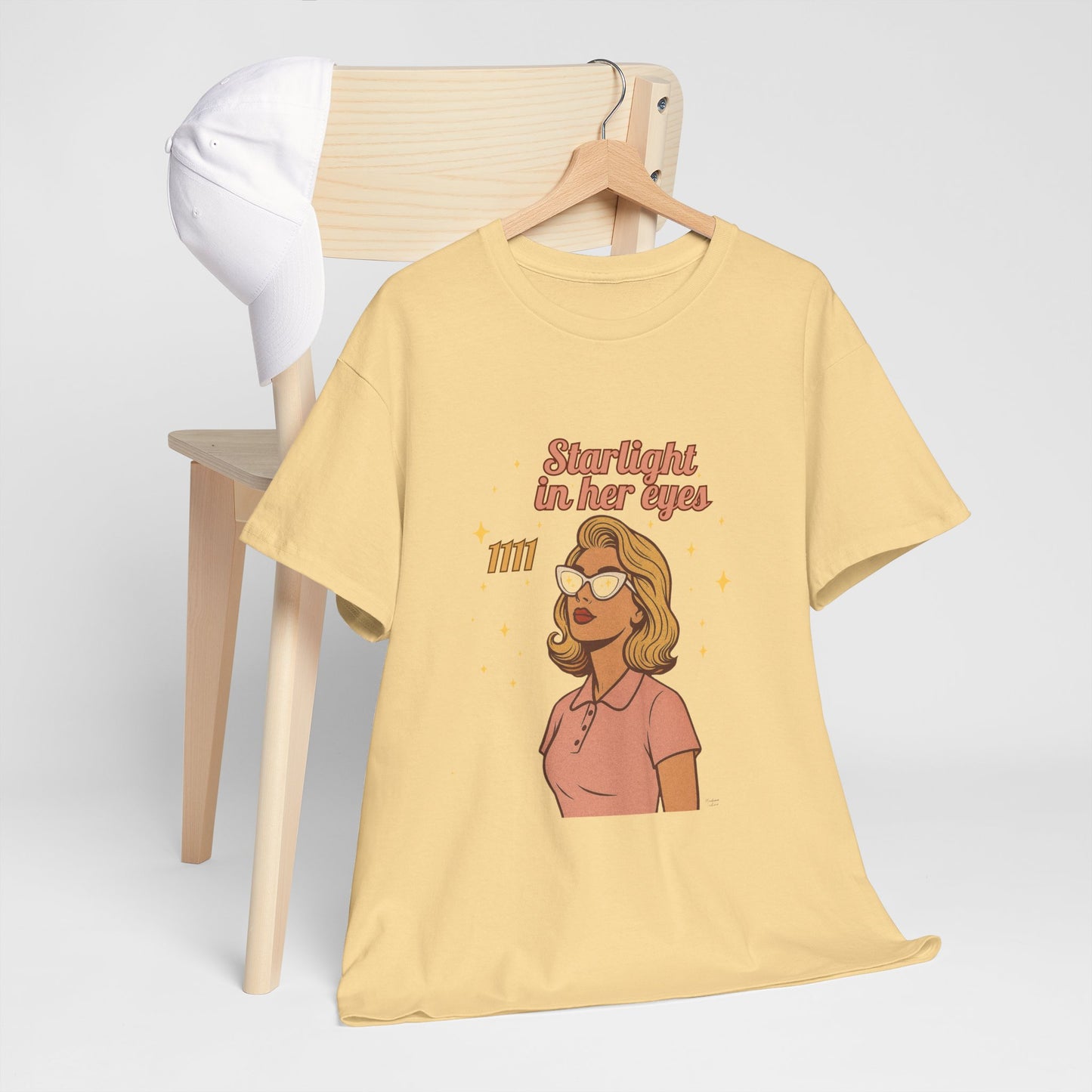 Starlight in Her Eyes – 1111 Angel Number Retro T-Shirt | Unisex Spiritual Vintage Tee - Madame Soulière