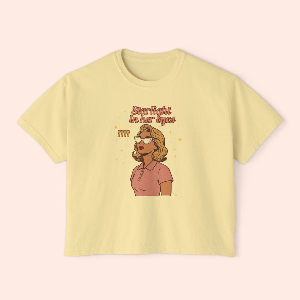Starlight in Her Eyes 1111 – Retro Vintage Boxy T-Shirt