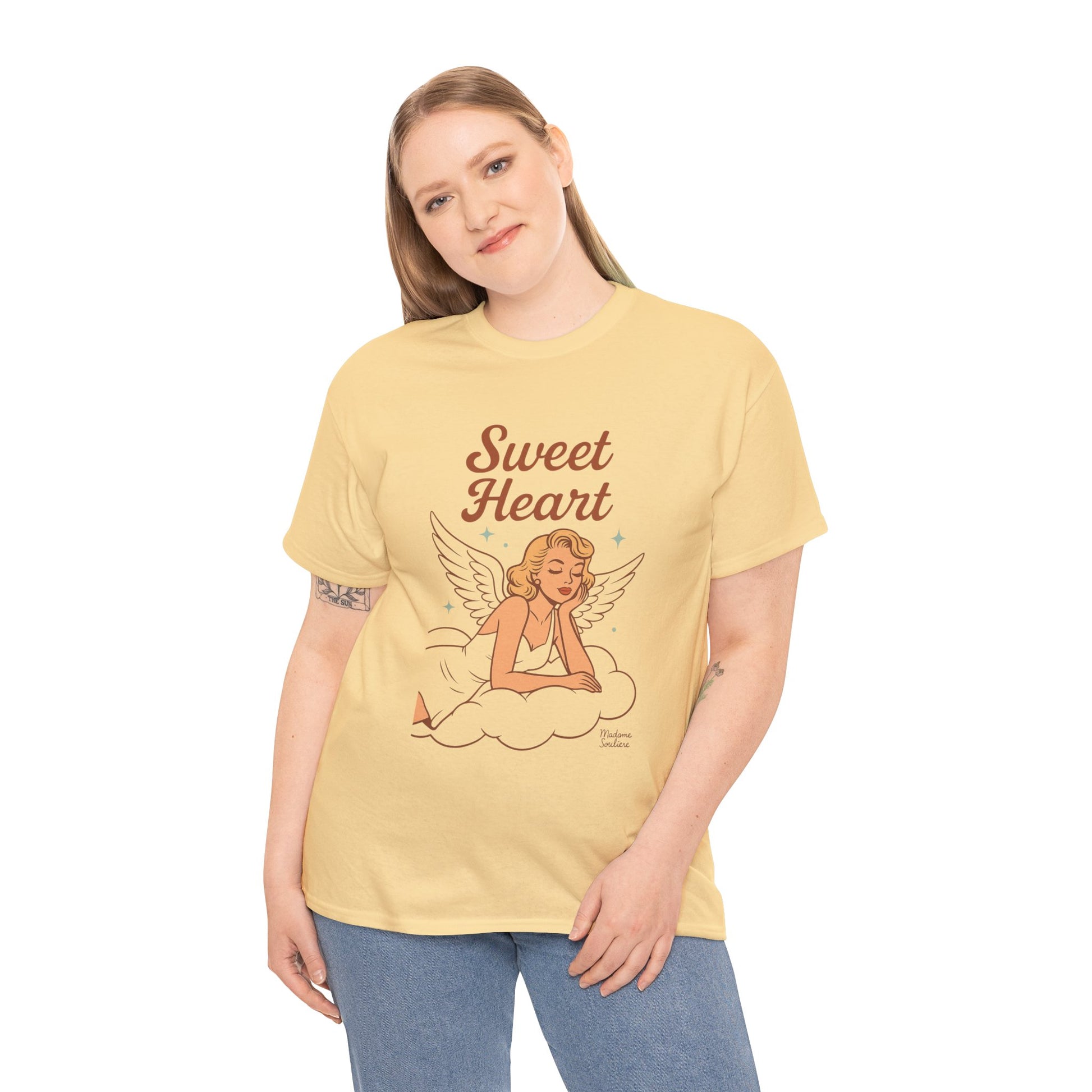 Sweet Heart Unisex T-Shirt – Retro Angel Graphic Tee, Vintage Pin Up Inspired Top, Feminine Heaven Sent Shirt - Madame Soulière
