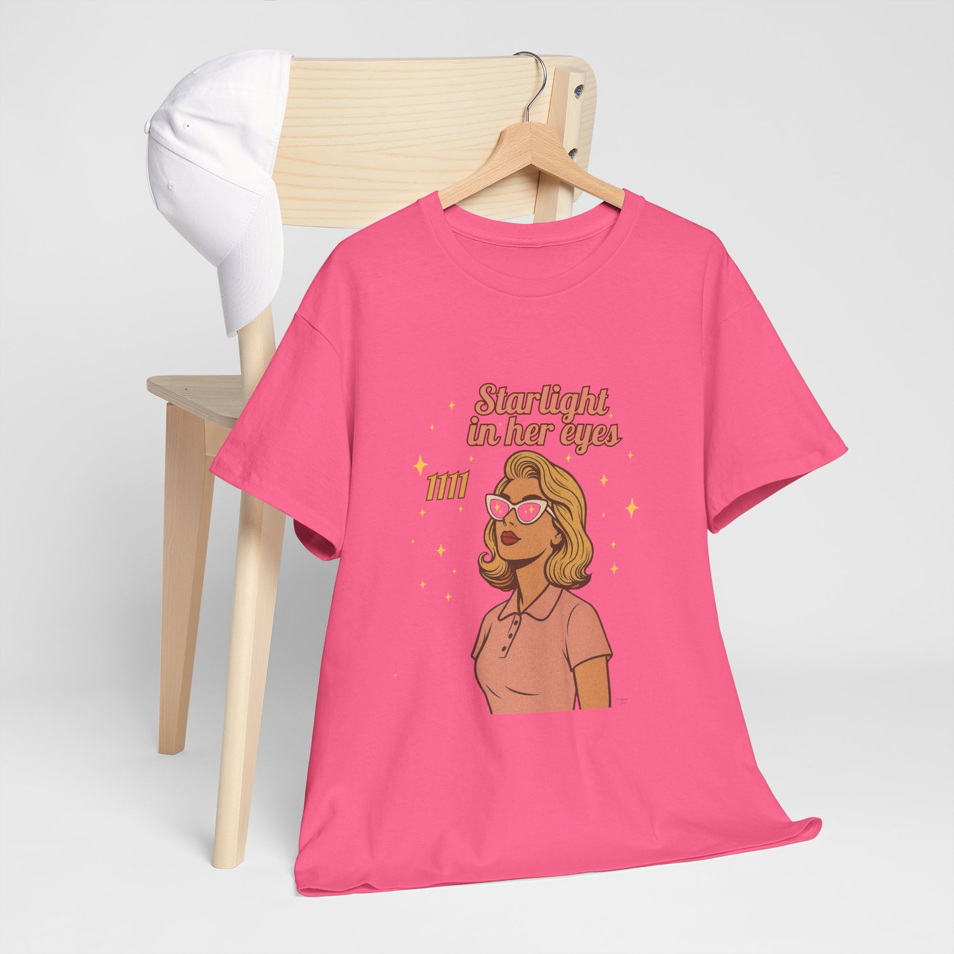 Starlight in Her Eyes – 1111 Angel Number Retro T-Shirt | Unisex Spiritual Vintage Tee - Madame Soulière