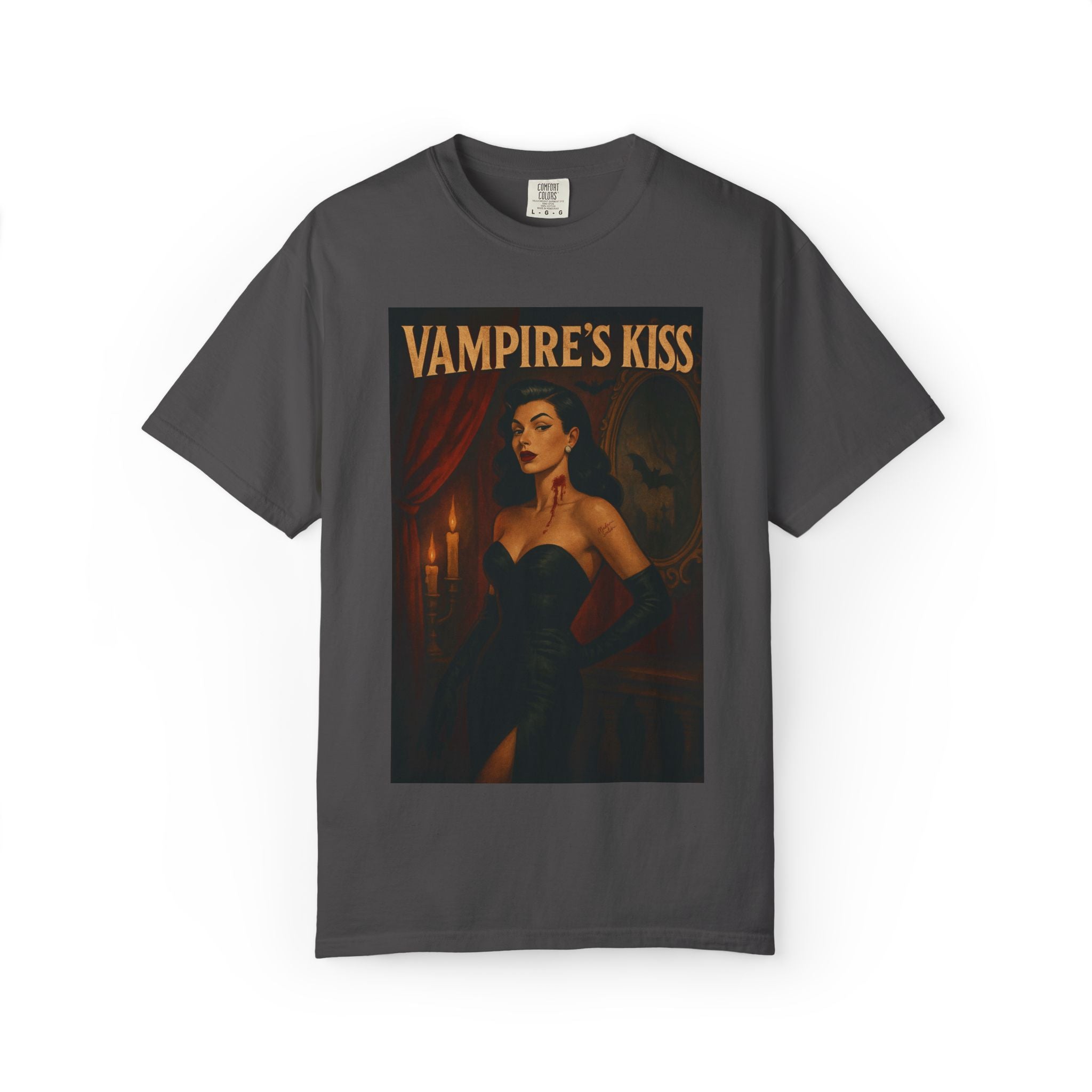Vampire’s Kiss – Retro Pin-Up Vampire Unisex T-Shirt