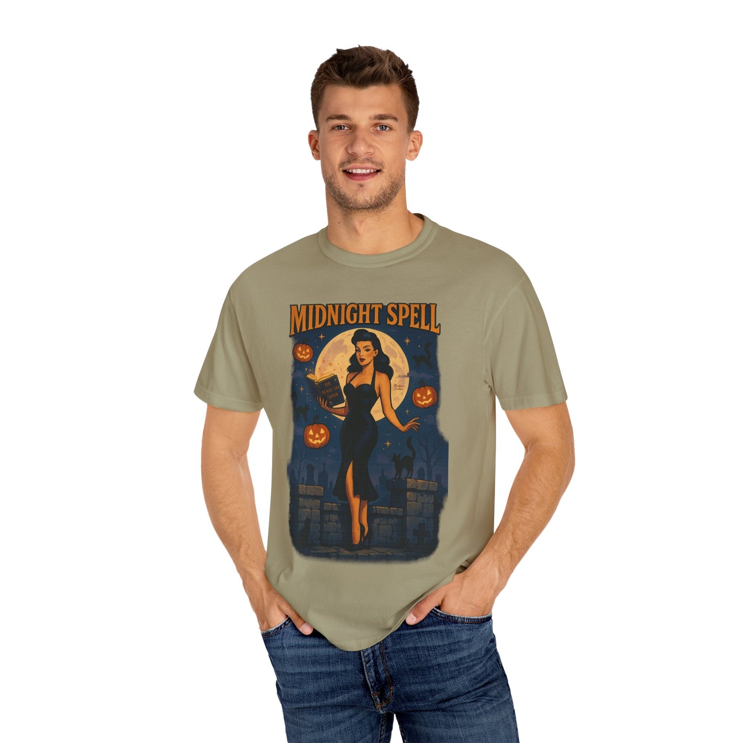 Midnight Spell Halloween Unisex T-Shirt – Retro Witch Graphic Tee, Vintage Spooky Horror Top, Scary Season Shirt - Madame Soulière