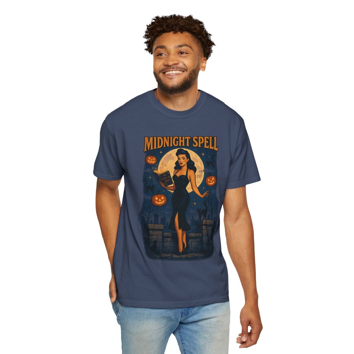 Midnight Spell Halloween Unisex T-Shirt – Retro Witch Graphic Tee, Vintage Spooky Horror Top, Scary Season Shirt - Madame Soulière