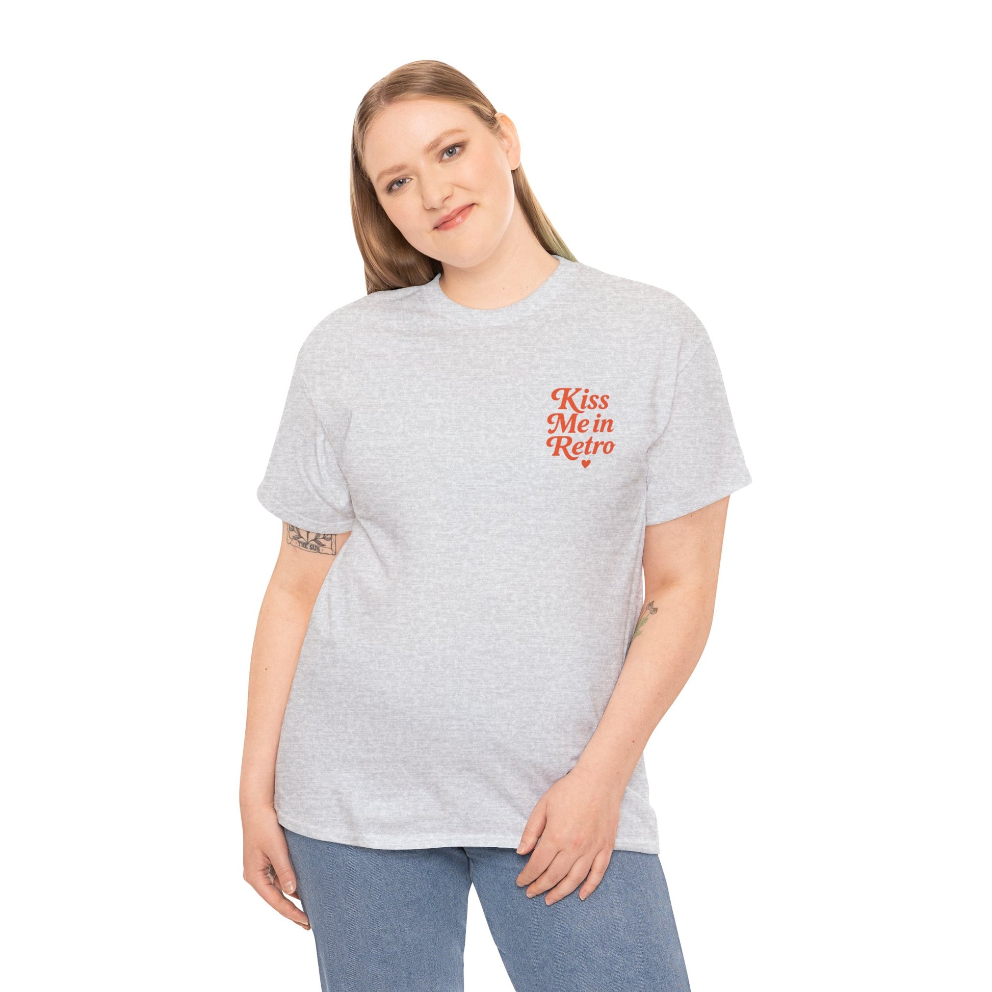 Retro Mini Slogan Unisex T-Shirt – Kiss Me in Retro Graphic Tee, Vintage Pin Up Inspired Top, 50s Rockabilly Style, Feminine Retro Statement Shirt - Madame Soulière