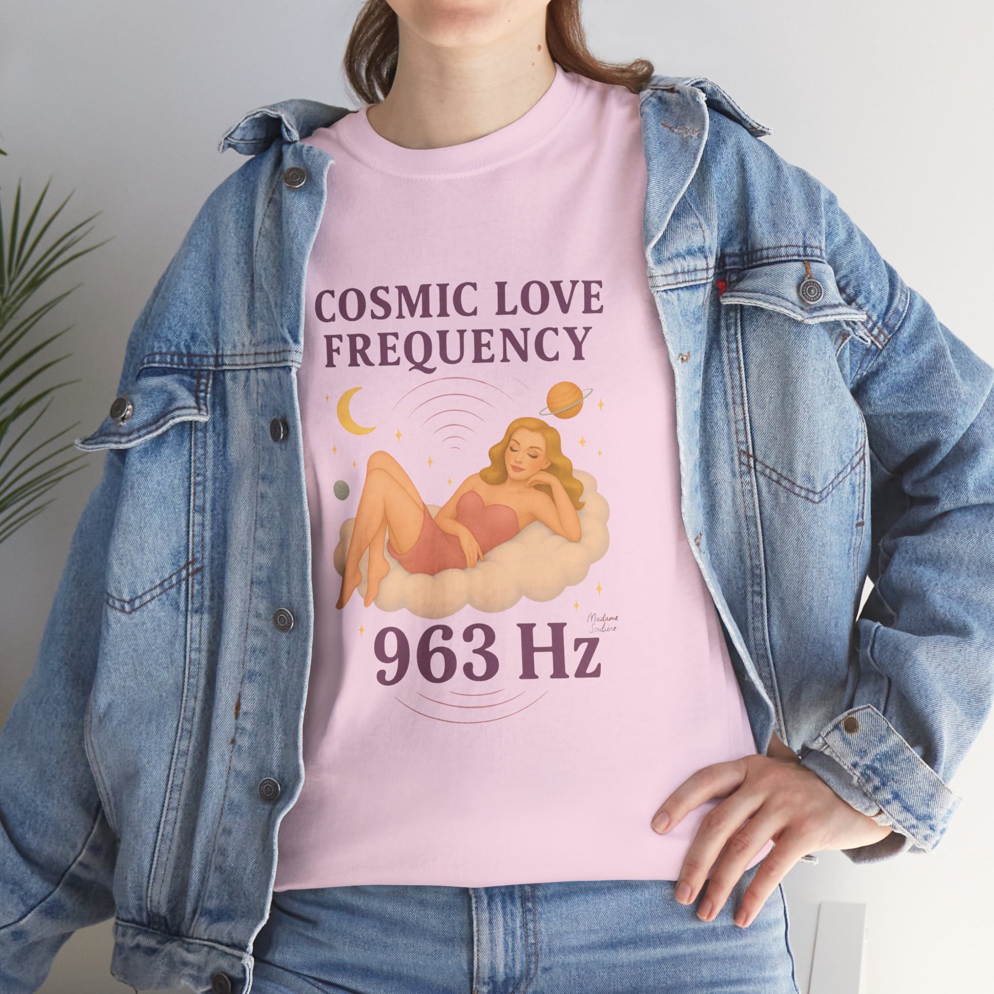 Cosmic Love Frequency 963 Hz Unisex T-Shirt – Retro Vintage Spiritual Graphic Tee, Angel Number Vibes, Feminine Pin Up Inspired Top - Madame Soulière
