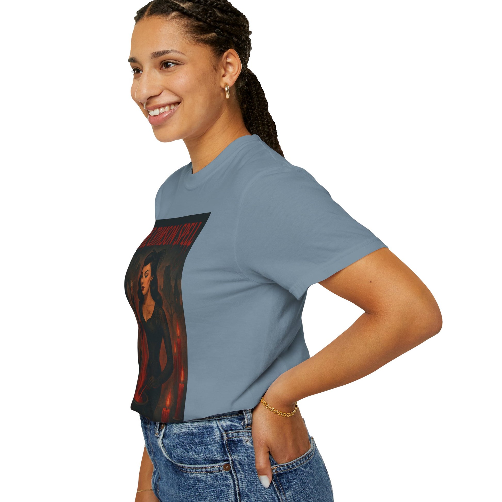 The Crimson Spell Halloween Unisex T-Shirt – Retro Witch Graphic Tee, Vintage Horror Spooky Top,  Scary Season Shirt - Madame Soulière