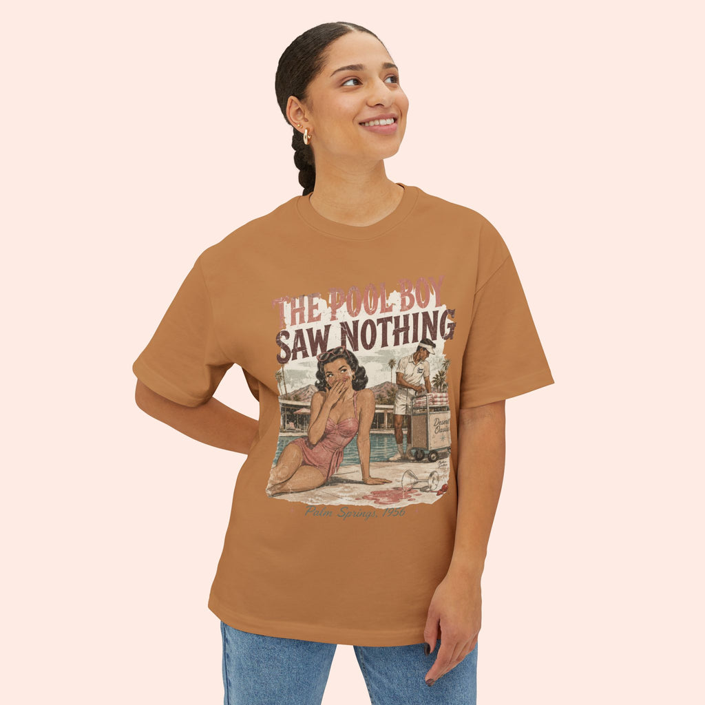 The Pool Boy Saw Nothing – Long Boxy Graphic Tee