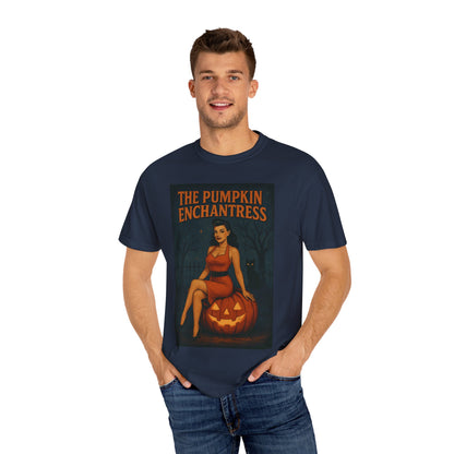 The Pumpkin Enchantress Halloween Unisex T-Shirt – Retro Witch Graphic Tee, Vintage Pumpkin Horror Top, Spooky Unisex Scary Season Shirt - Madame Soulière