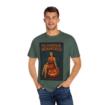 The Pumpkin Enchantress Halloween Unisex T-Shirt – Retro Witch Graphic Tee, Vintage Pumpkin Horror Top, Spooky Unisex Scary Season Shirt - Madame Soulière