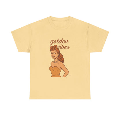 Golden Vibes – Retro Pin-Up Graphic Tee | Unisex Vintage Aesthetic T-Shirt - Madame Soulière