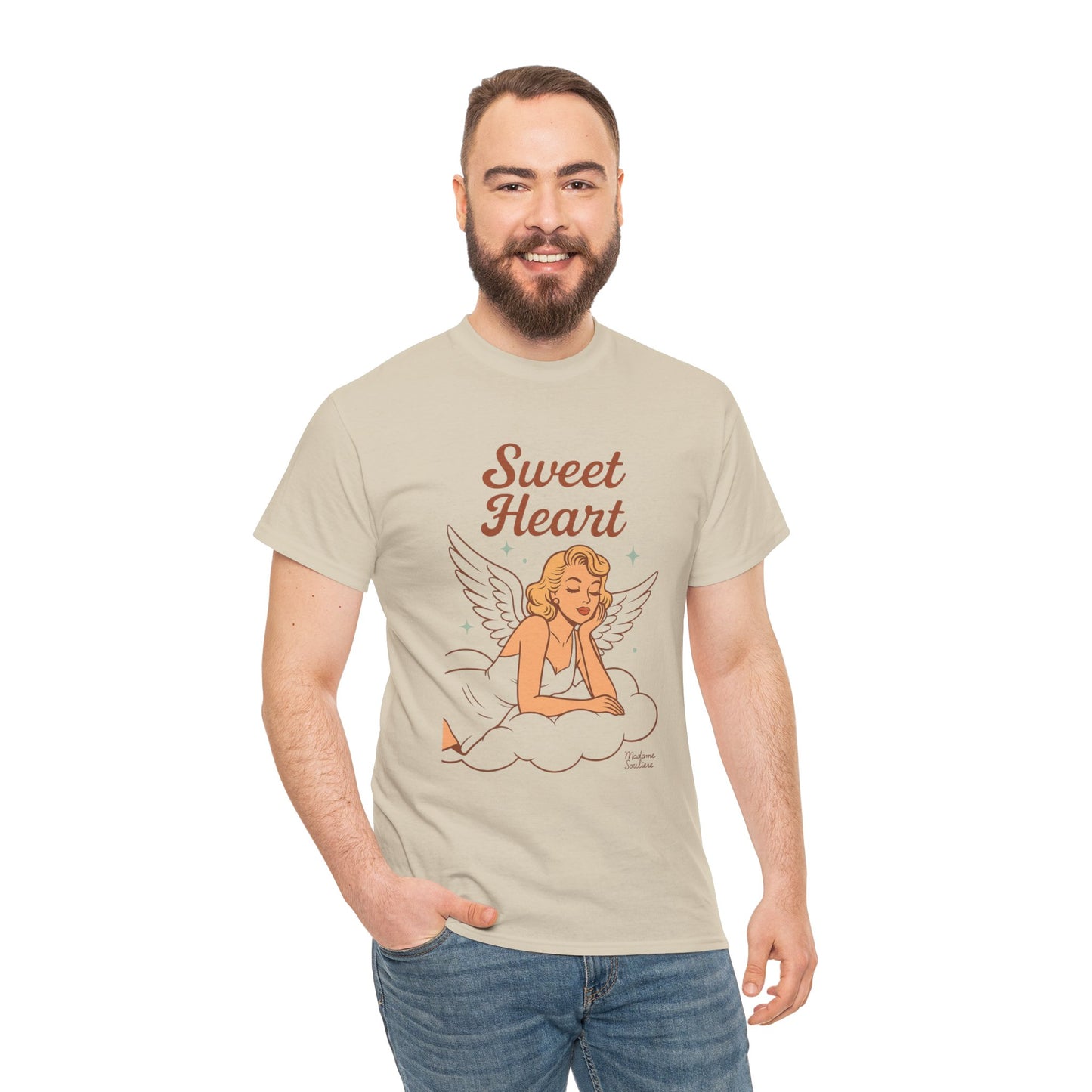 Sweet Heart Unisex T-Shirt – Retro Angel Graphic Tee, Vintage Pin Up Inspired Top, Feminine Heaven Sent Shirt - Madame Soulière