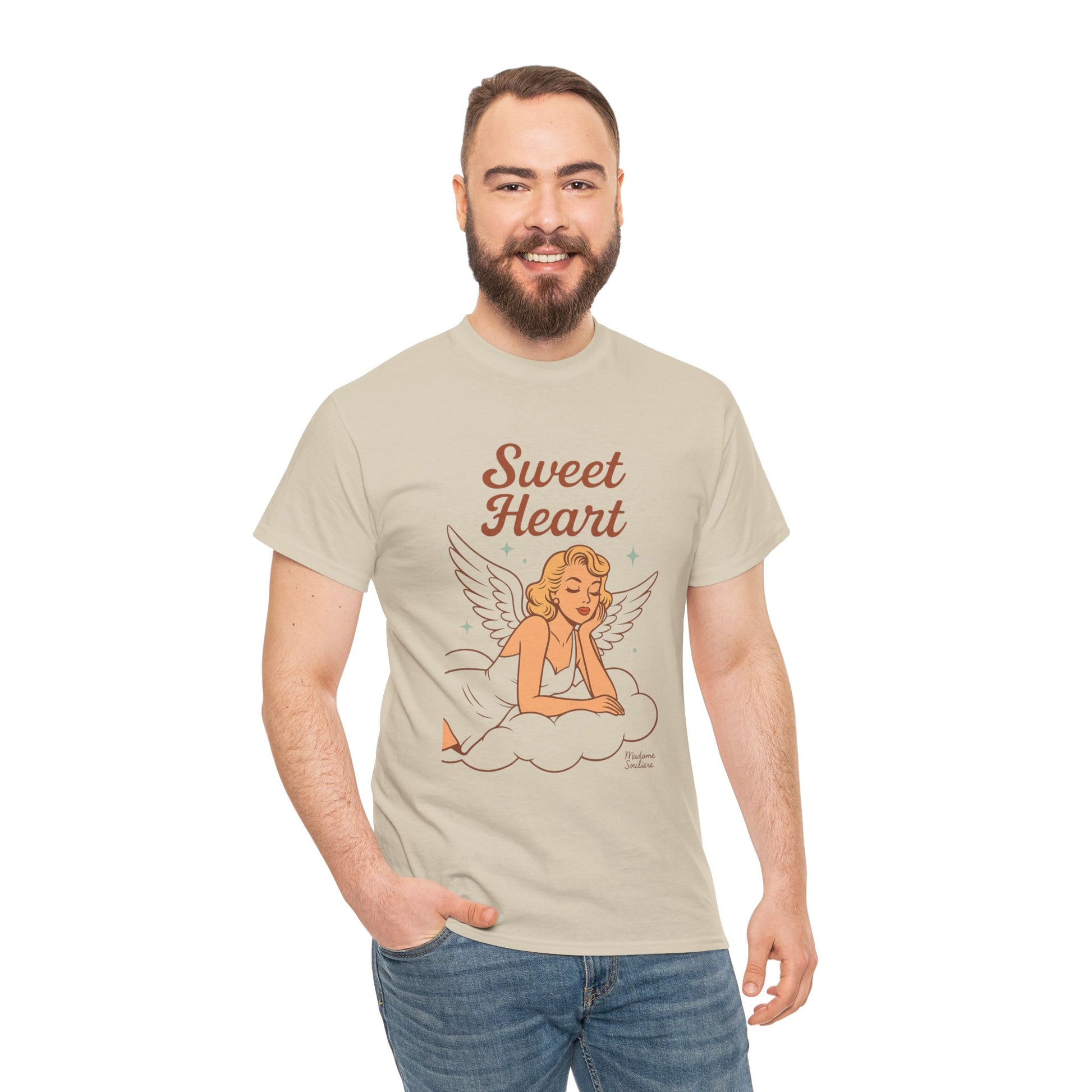 Sweet Heart Unisex T-Shirt – Retro Angel Graphic Tee, Vintage Pin Up Inspired Top, Feminine Heaven Sent Shirt - Madame Soulière