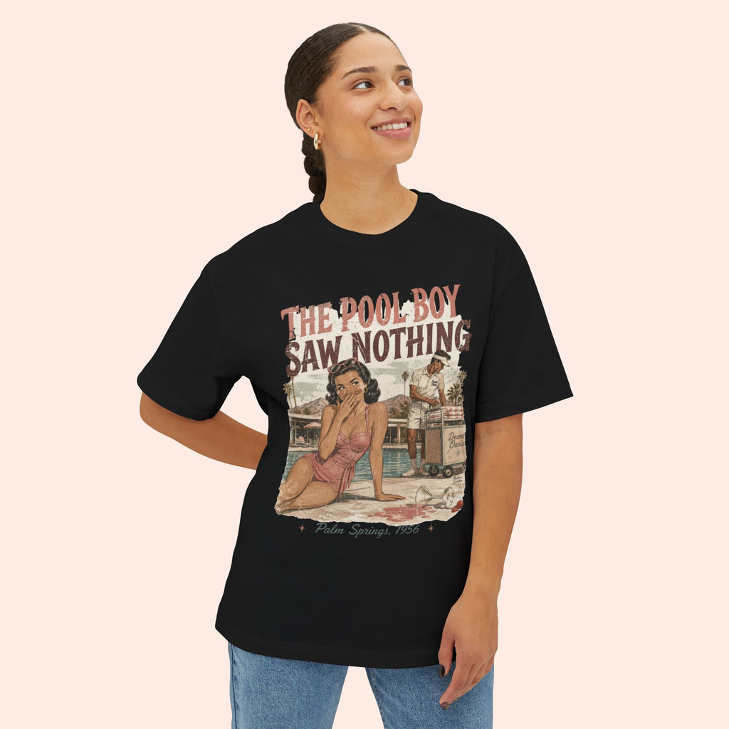 The Pool Boy Saw Nothing – Long Boxy Graphic Tee