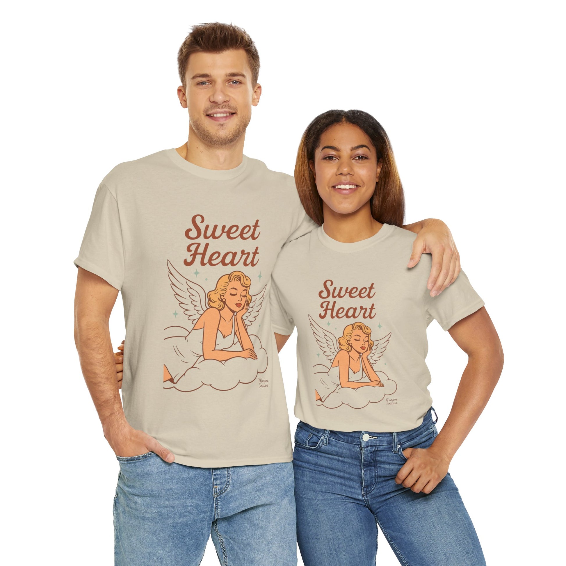 Sweet Heart Unisex T-Shirt – Retro Angel Graphic Tee, Vintage Pin Up Inspired Top, Feminine Heaven Sent Shirt - Madame Soulière