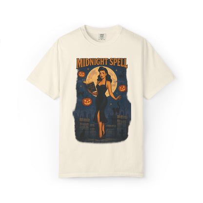 Midnight Spell Halloween Unisex T-Shirt – Retro Witch Graphic Tee, Vintage Spooky Horror Top, Scary Season Shirt - Madame Soulière