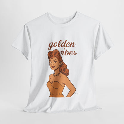 Golden Vibes – Retro Pin-Up Graphic Tee | Unisex Vintage Aesthetic T-Shirt - Madame Soulière