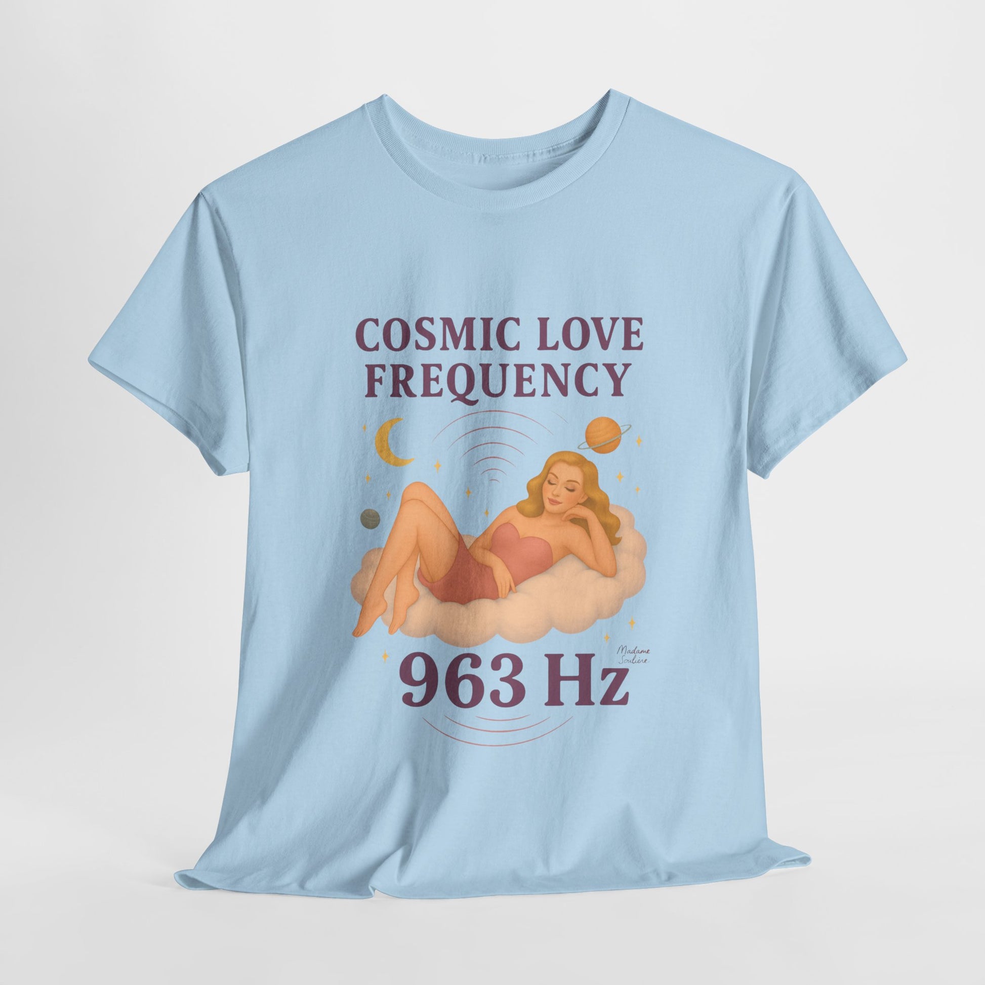 Cosmic Love Frequency 963 Hz Unisex T-Shirt – Retro Vintage Spiritual Graphic Tee, Angel Number Vibes, Feminine Pin Up Inspired Top - Madame Soulière