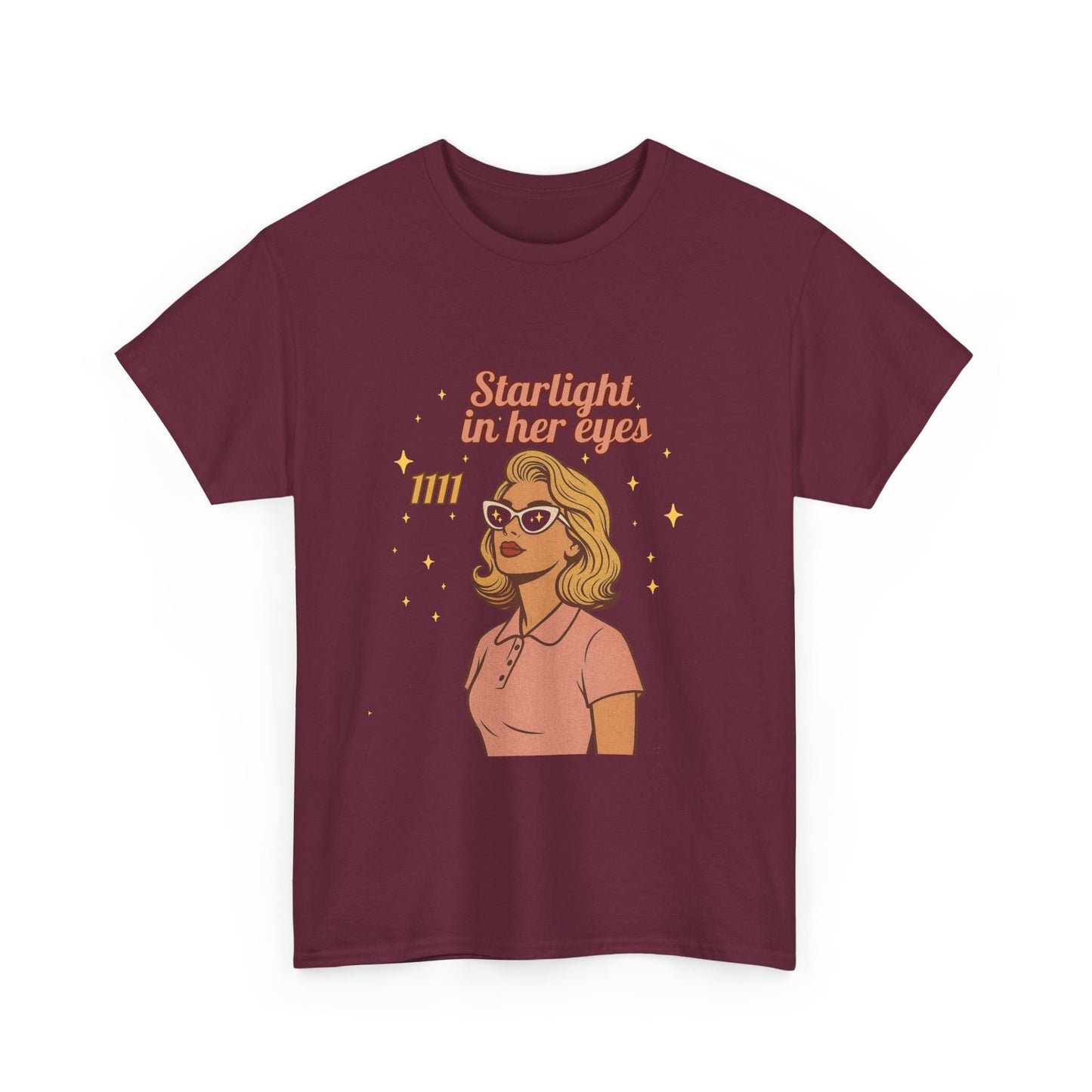 Starlight in Her Eyes – 1111 Angel Number Retro T-Shirt | Unisex Spiritual Vintage Tee - Madame Soulière